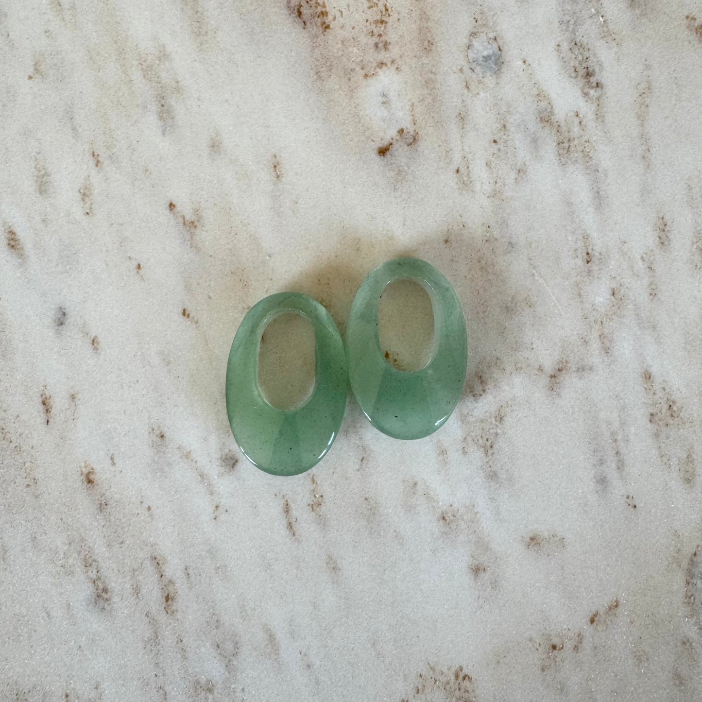 1 Paar grüne Aventurin Kristallanhänger in Oval