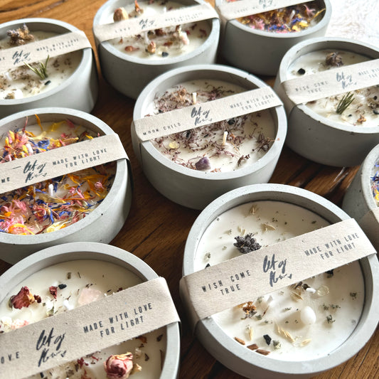 Concrete Manifestation Candles - handmade vessel and handmade candles - handgemachte Beton Manifestationskerzen