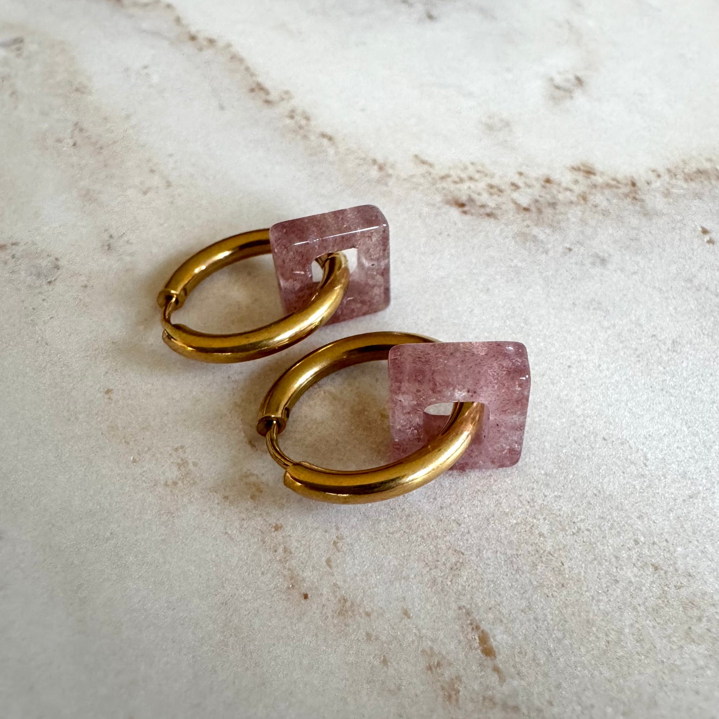 Strawberry Quartz Creoles Square