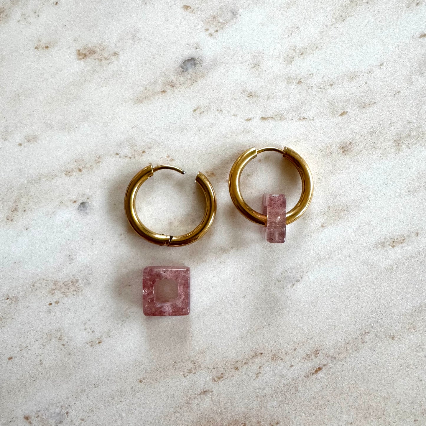 Strawberry Quartz Creoles Square