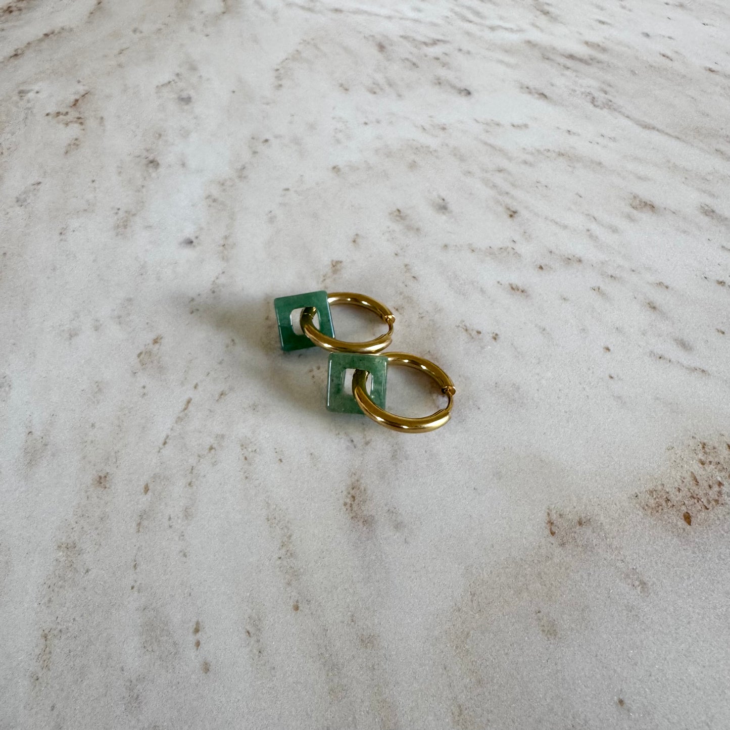 Green Aventurine Creoles Square