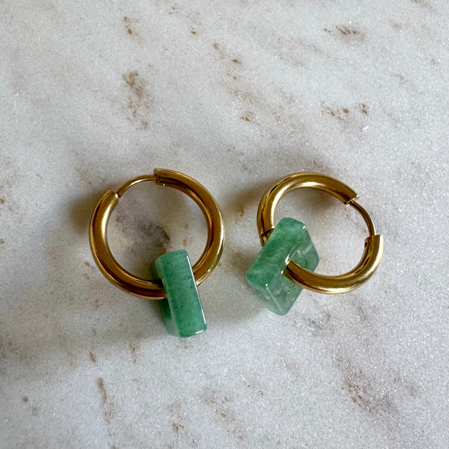 Green Aventurine Creoles Square