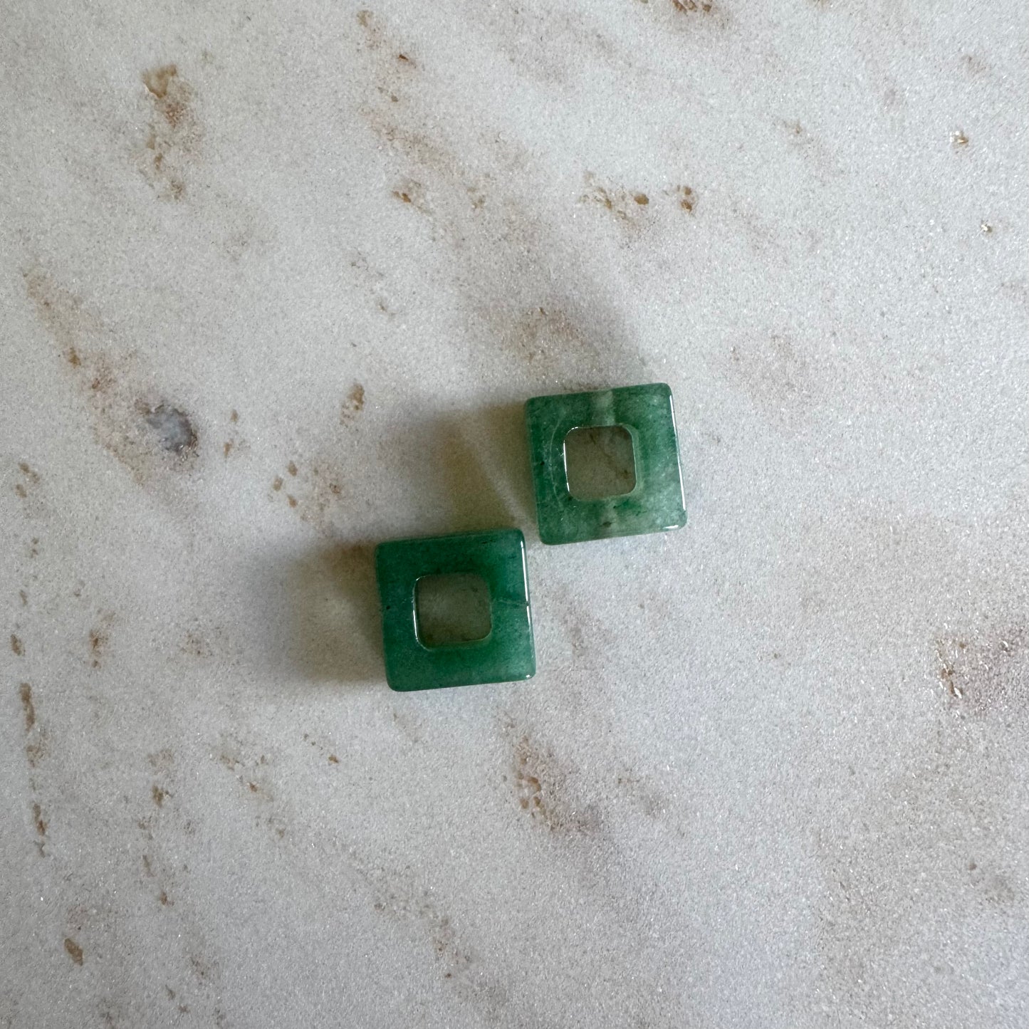 Green Aventurine Creoles Square