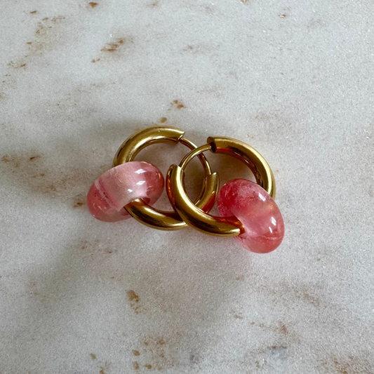 Watermelon Quartz Creoles Small Donut