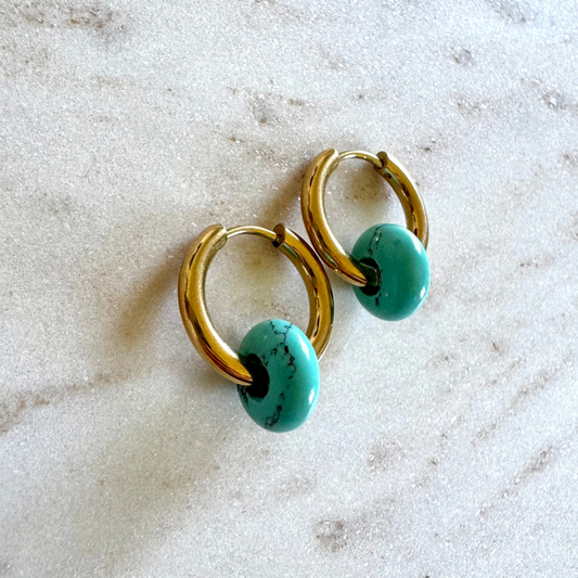 Turquoise Creoles Small Donut