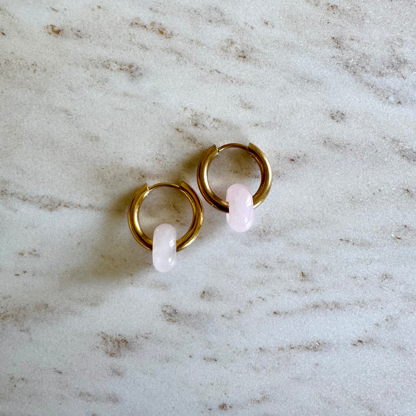 Rose Quartz Creoles Small Donut