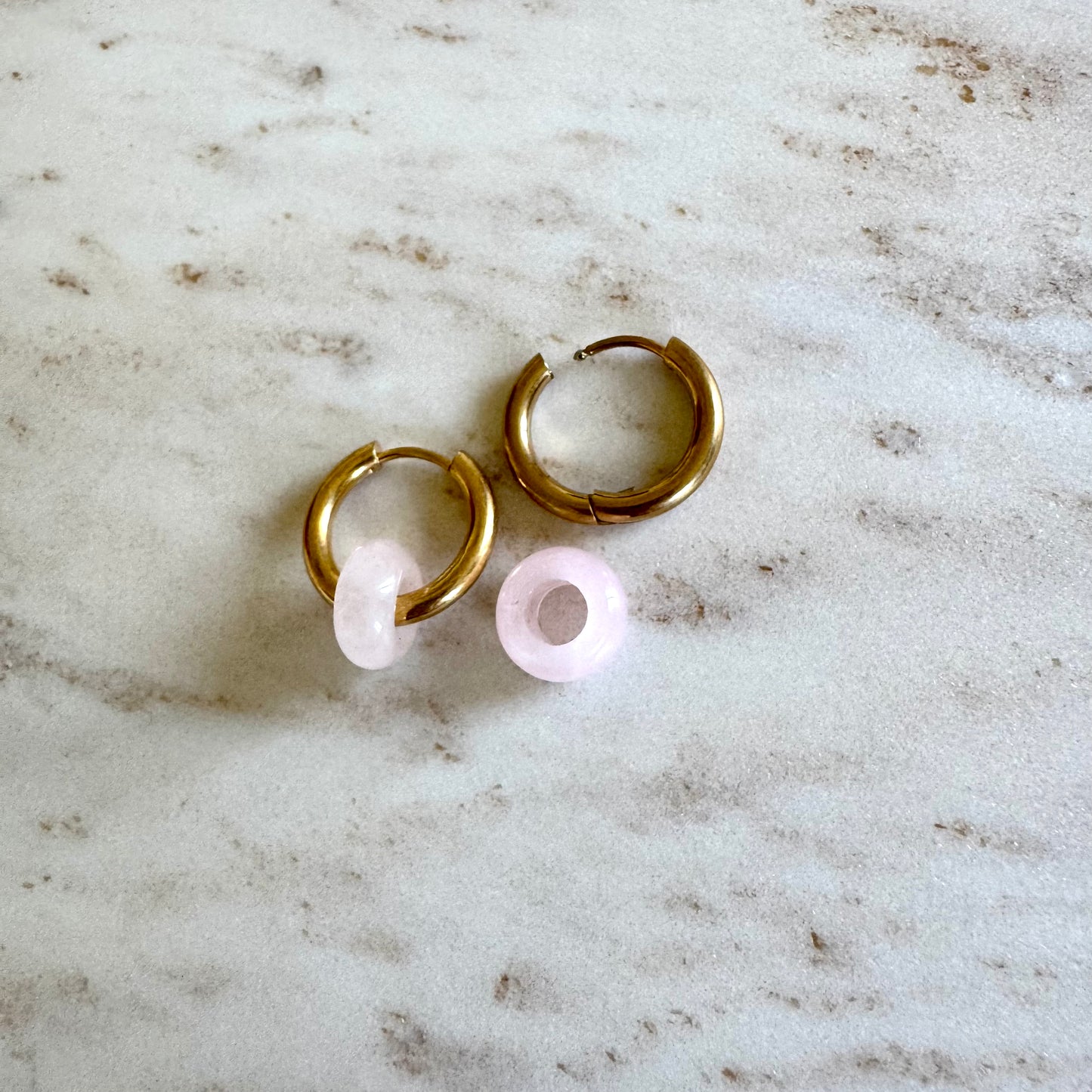 Rose Quartz Creoles Small Donut