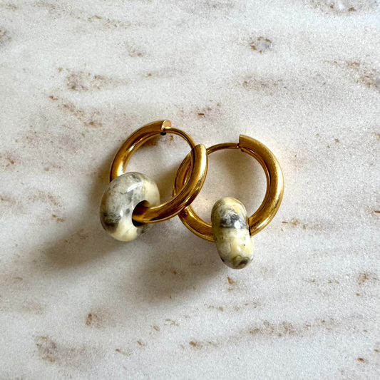 Bamboo Agate Creoles Small Donut