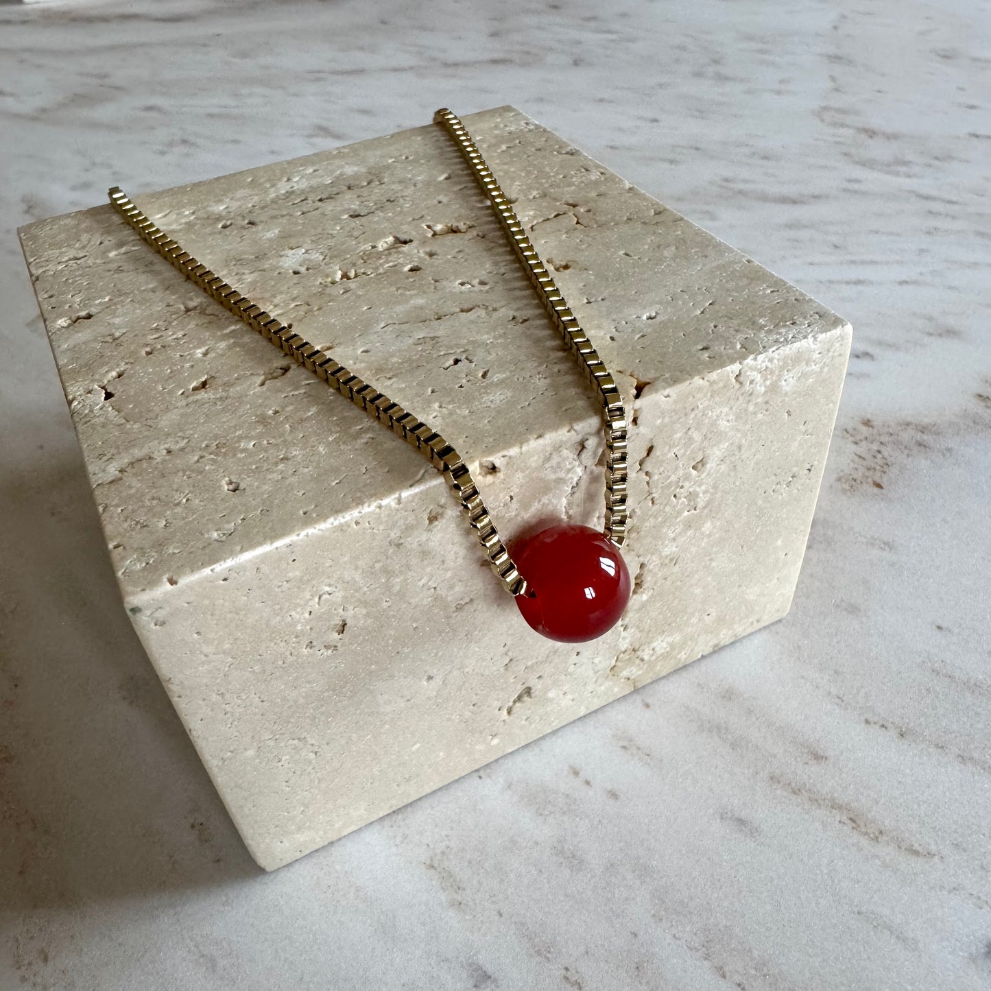 Red Agate Necklace Ball