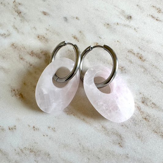 Rose Quartz Creoles Oval