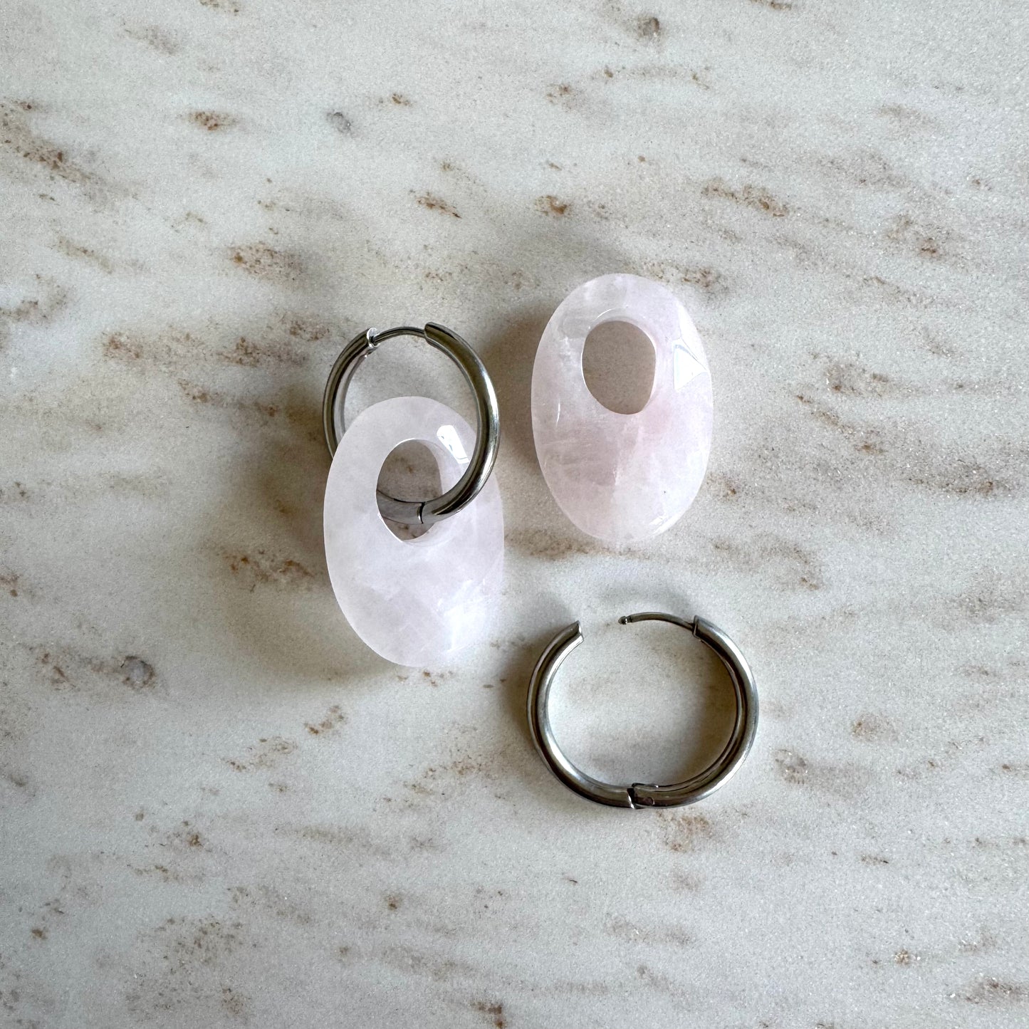 Rose Quartz Creoles Oval