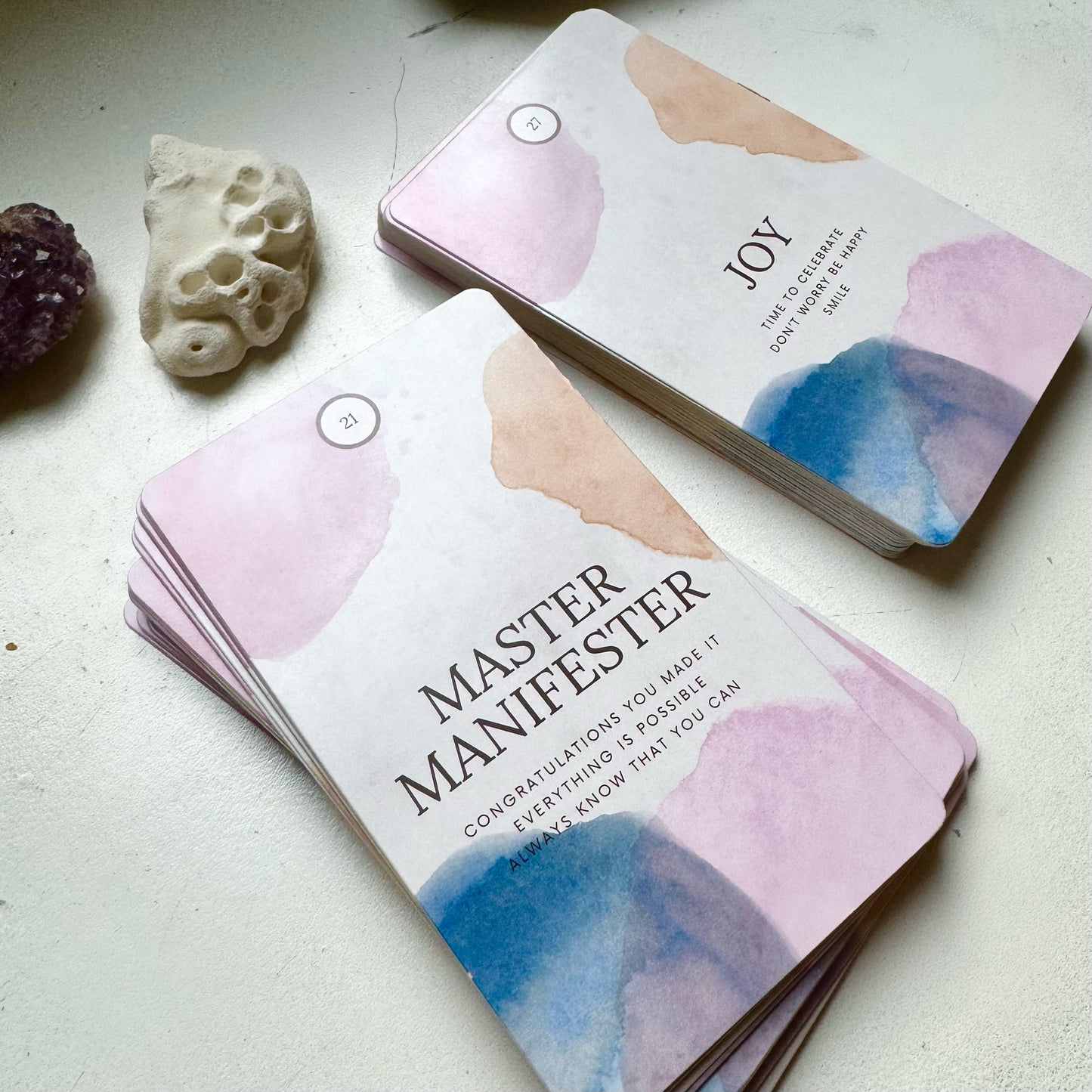 Example of two affirmation cards | Zwei Beispiele aus dem Affirmationskarten-Set