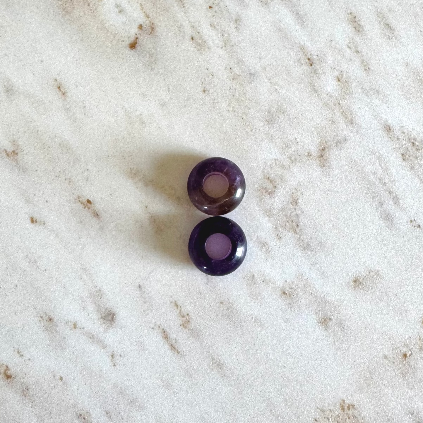 2 lila amethysten in donut form schmuck anhänger