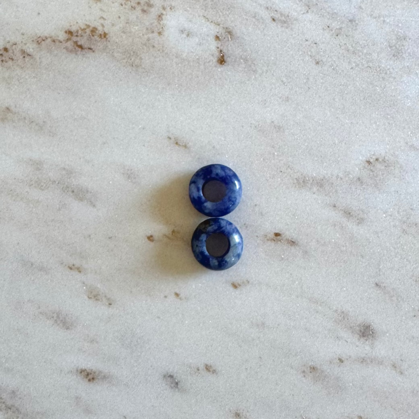 2 blue spot jasper donut shape pendants