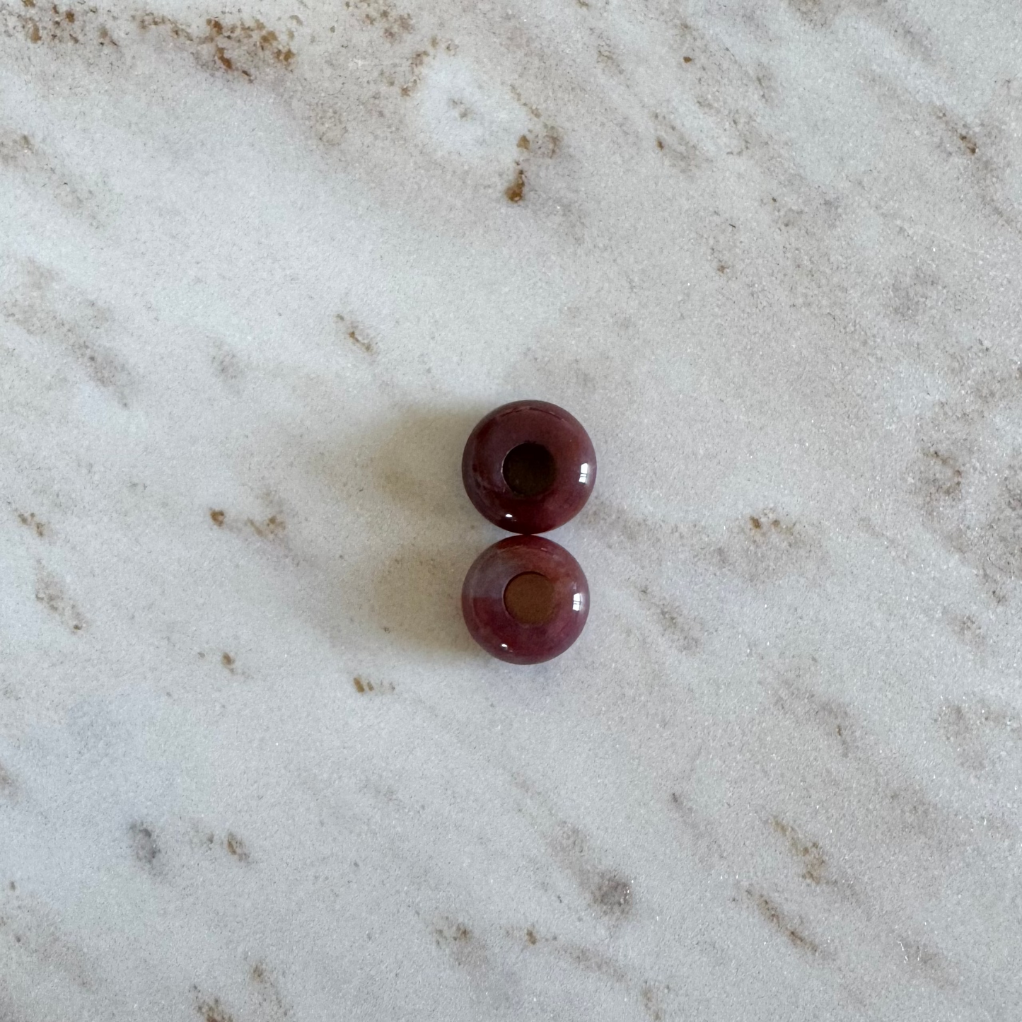 2 purple indian agate donut shape pendants