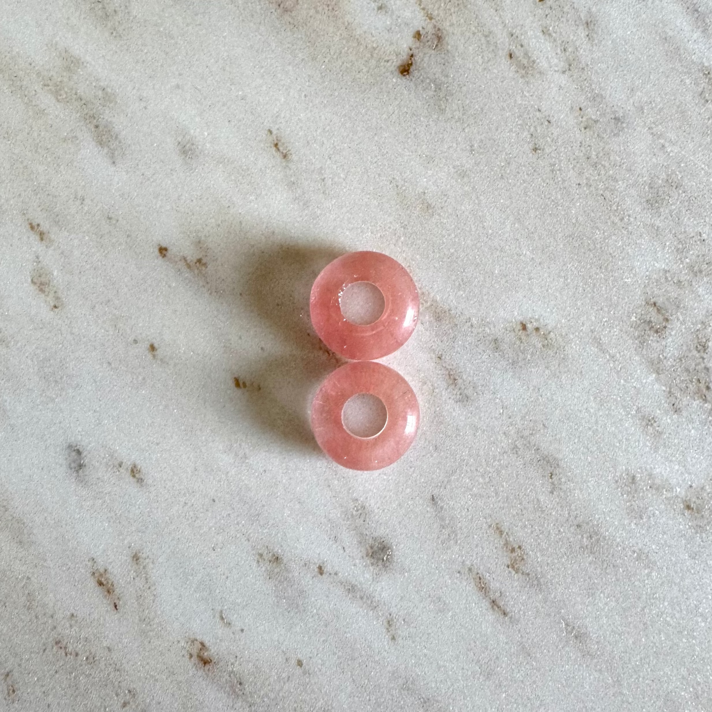 2 wassermelonen quarze in donut form schmuck anhänger