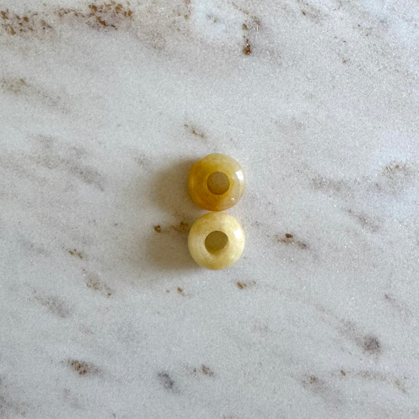 2 yellow chalcedony donut shape pendants