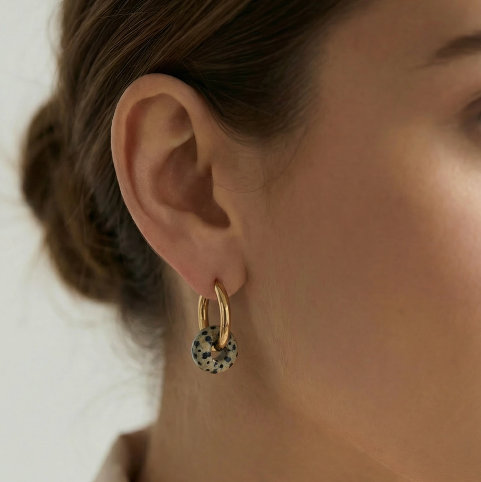 Dalmatiner Jaspis Creolen Big Donut