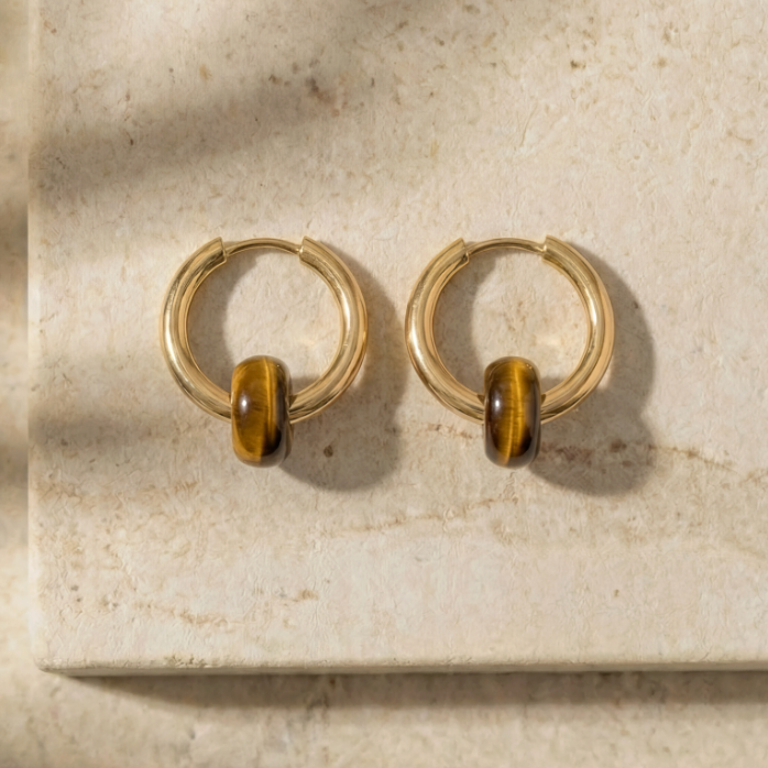 Tigerauge Creolen Small Donut