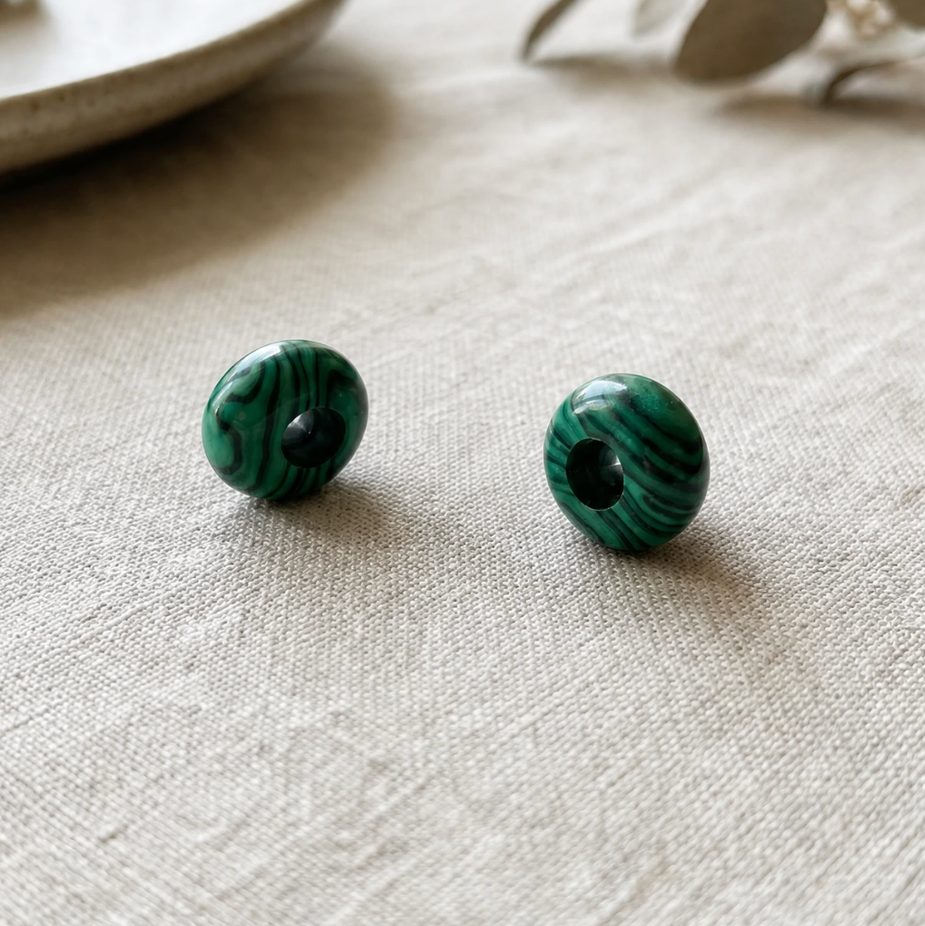 Malachit Creolen Small Donut