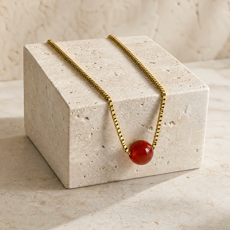 Red Agate Necklace Ball
