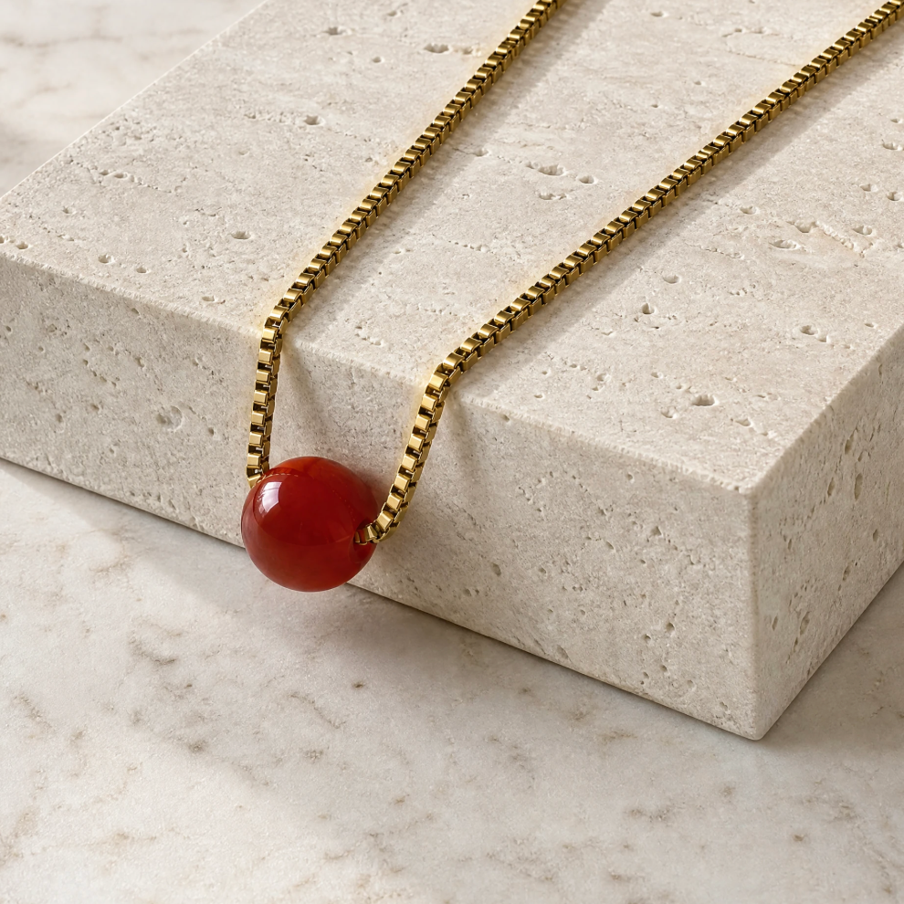 Red Agate Necklace Ball