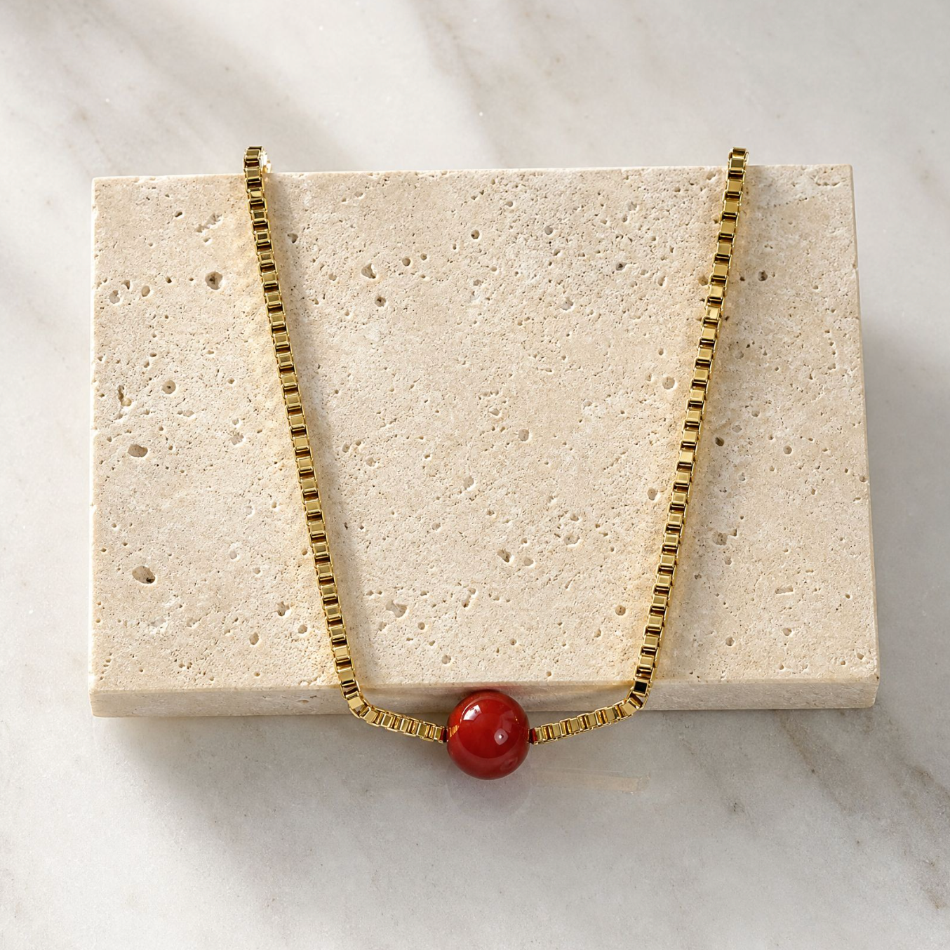 Red Agate Necklace Ball