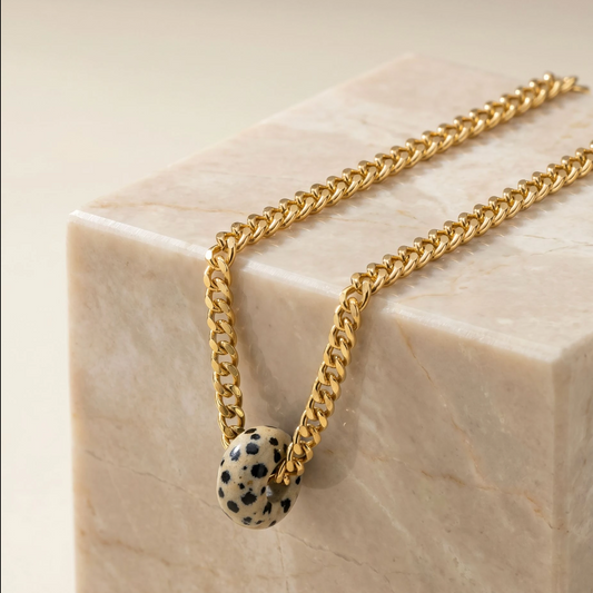 Dalmatian Jasper Necklace Big Donut