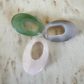 3 Oval Crystal Pendants with big oval hole in green rose and gray
