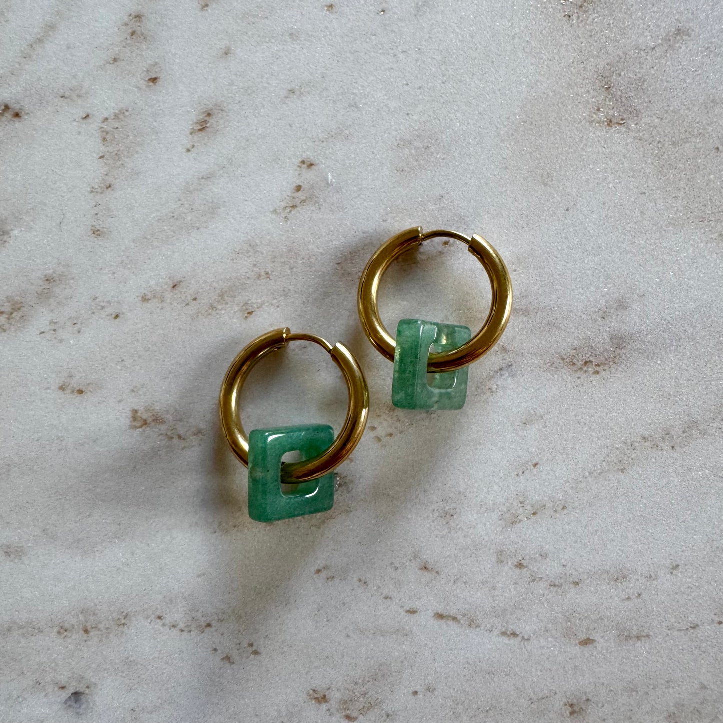 Green Aventurine Creoles