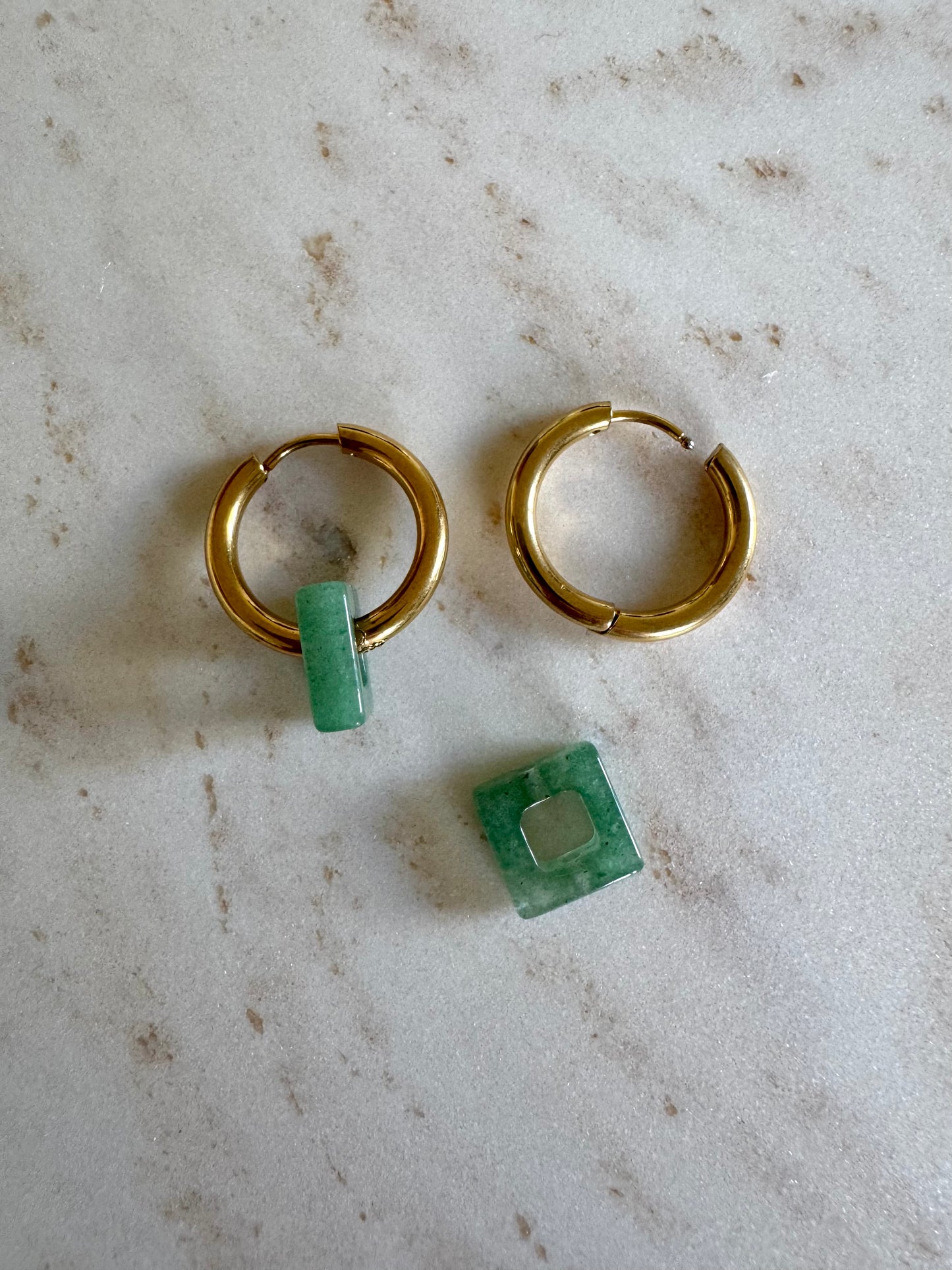 Green Aventurine Creoles