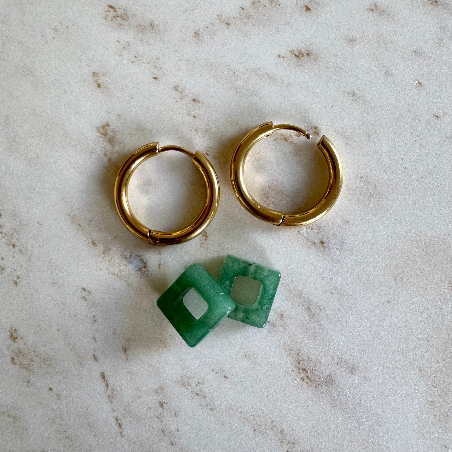 Green Aventurine Creoles