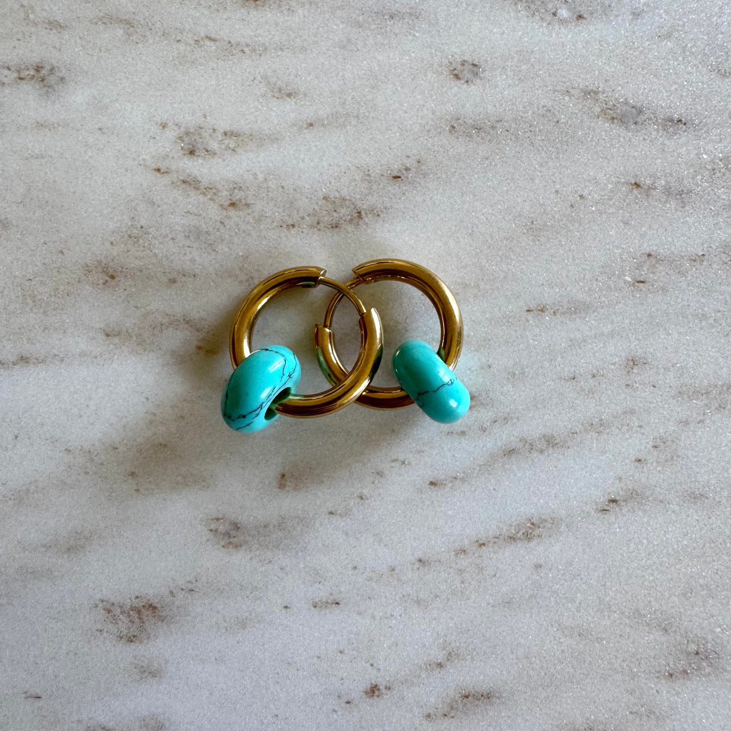 Turquoise Creoles Small Donut