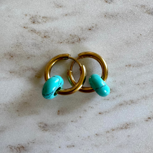 Turquoise Creoles Small Donut