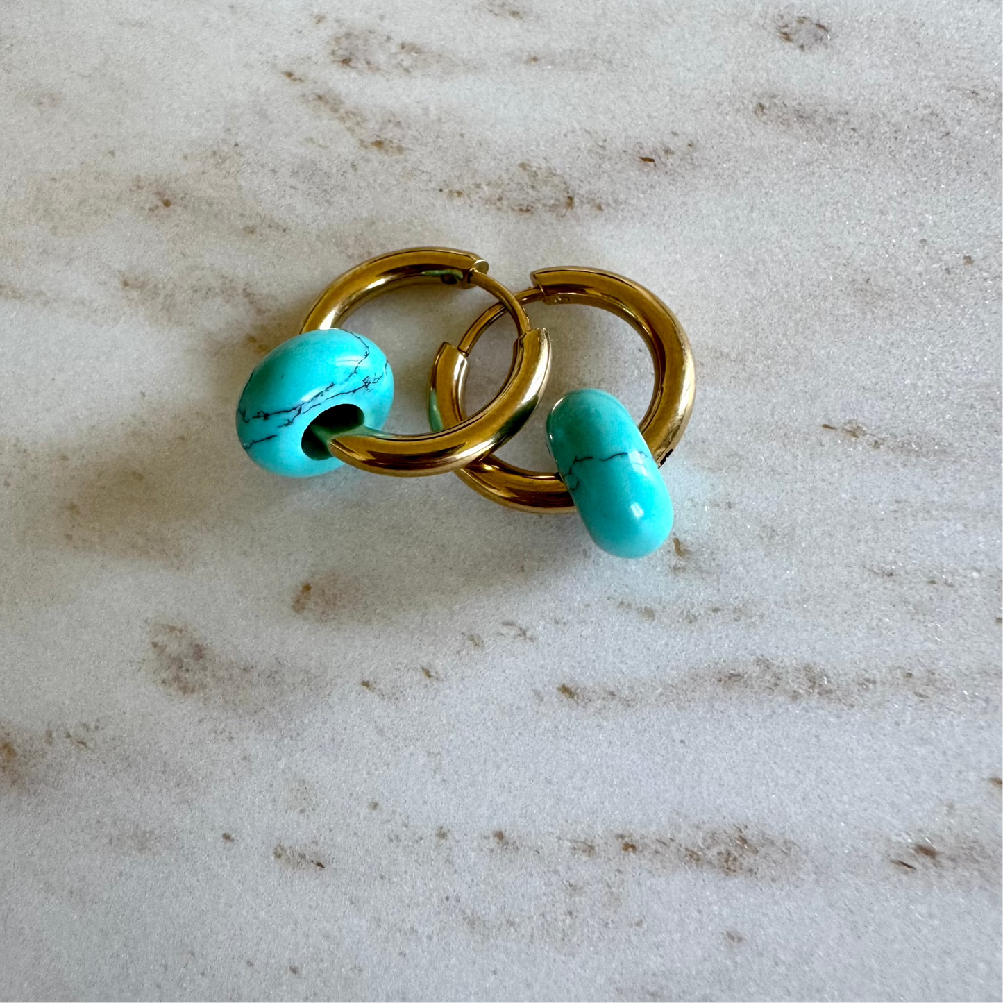 Turquoise Creoles Small Donut