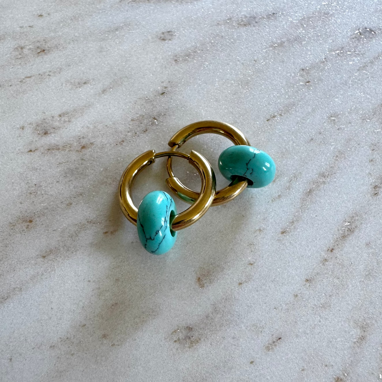 Turquoise Creoles Small Donut