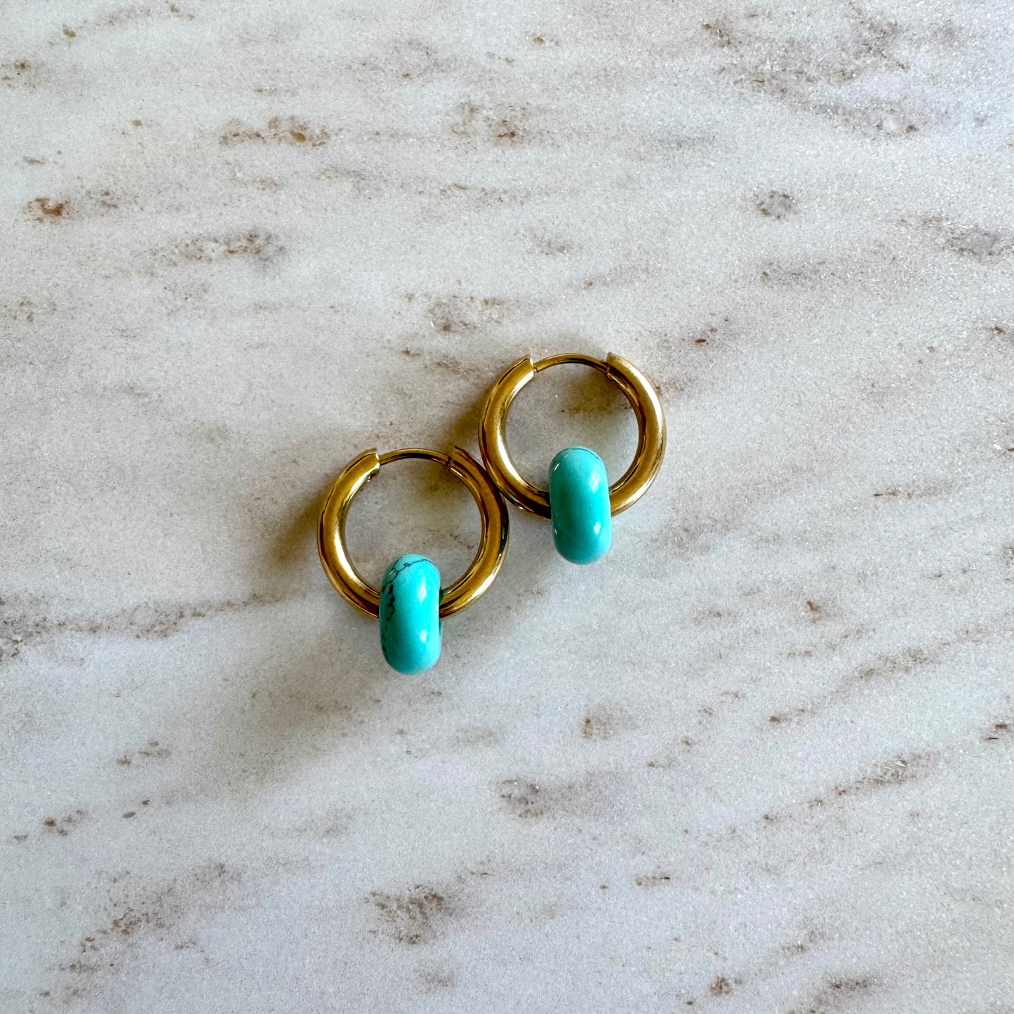 Turquoise Creoles Small Donut