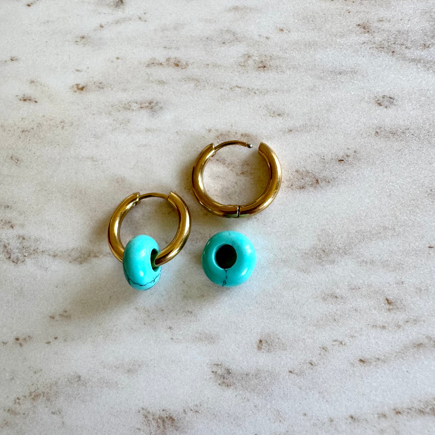 Turquoise Creoles Small Donut