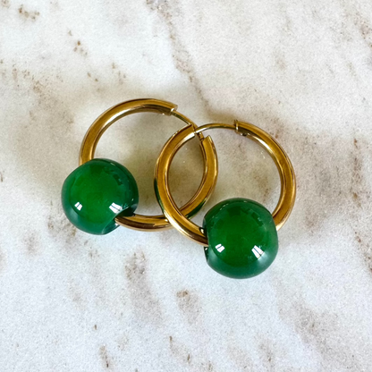 Green Agate Creoles Ball