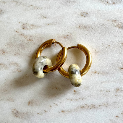 Bamboo Agate Creoles Small Donut