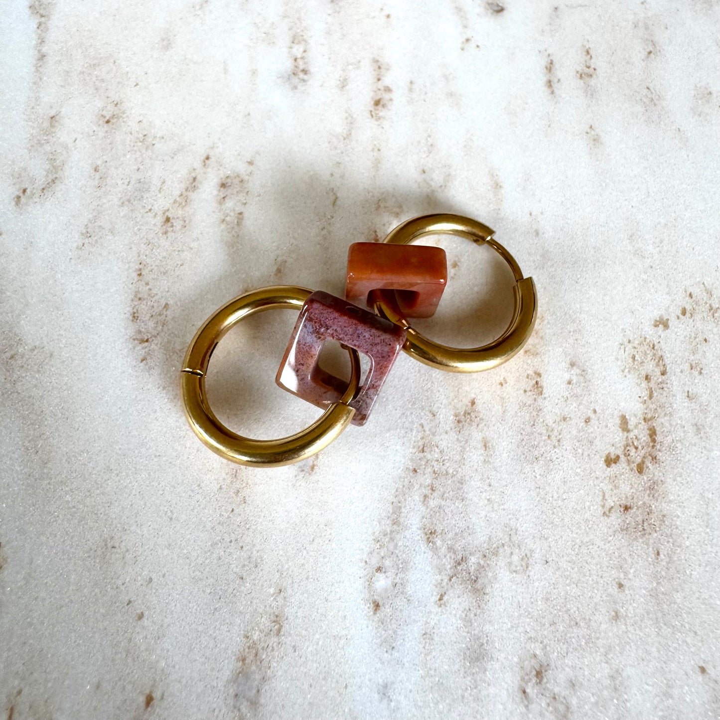 Purple Indian Agate Creoles Square