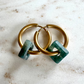 Green Indian Agate Creoles Square