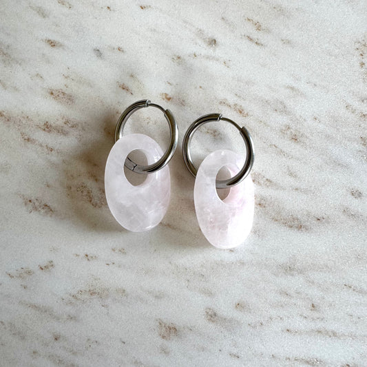 Rose Quartz Creoles Oval