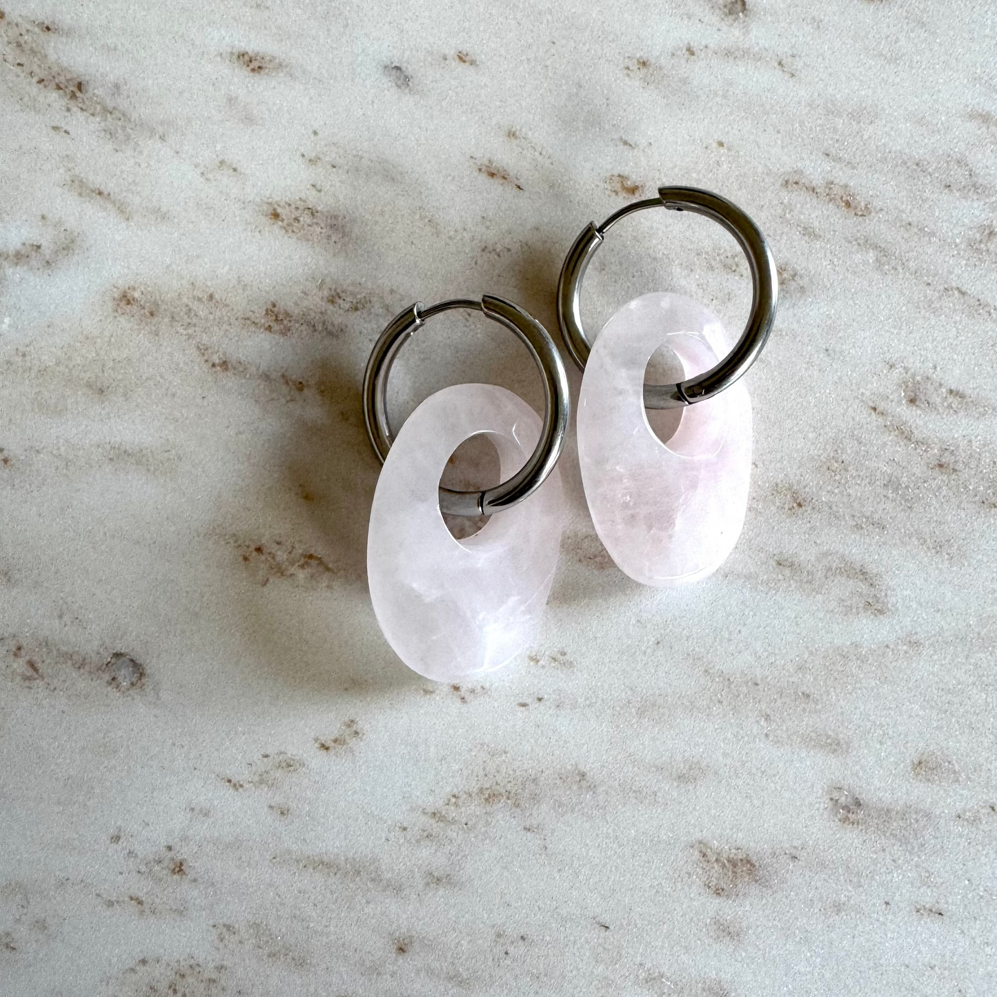 Rose Quartz Creoles Oval