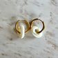 2 golden Creoles with Mother of Pearl Pendants Oval