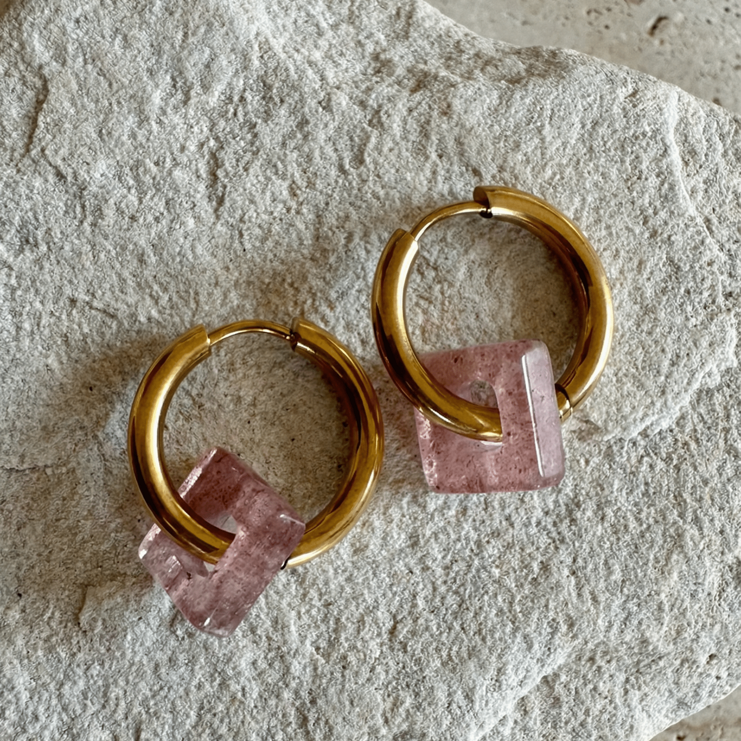 Strawberry Quartz Creoles Square