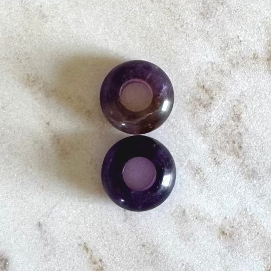 2 lila amethysten in donut form schmuck anhänger