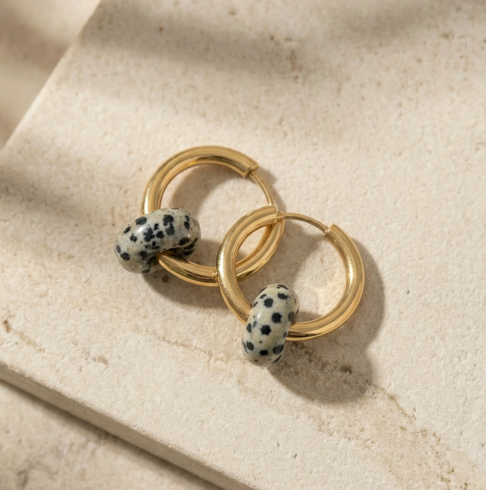 Dalmatiner Jaspis Creolen Big Donut