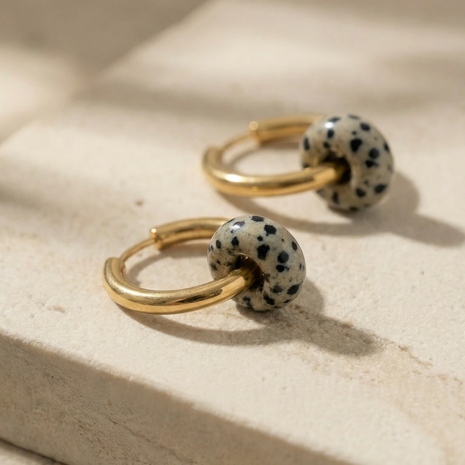 Dalmatiner Jaspis Creolen Big Donut