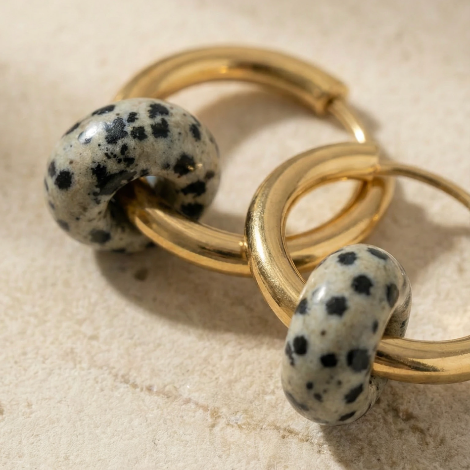 Dalmatiner Jaspis Creolen Big Donut